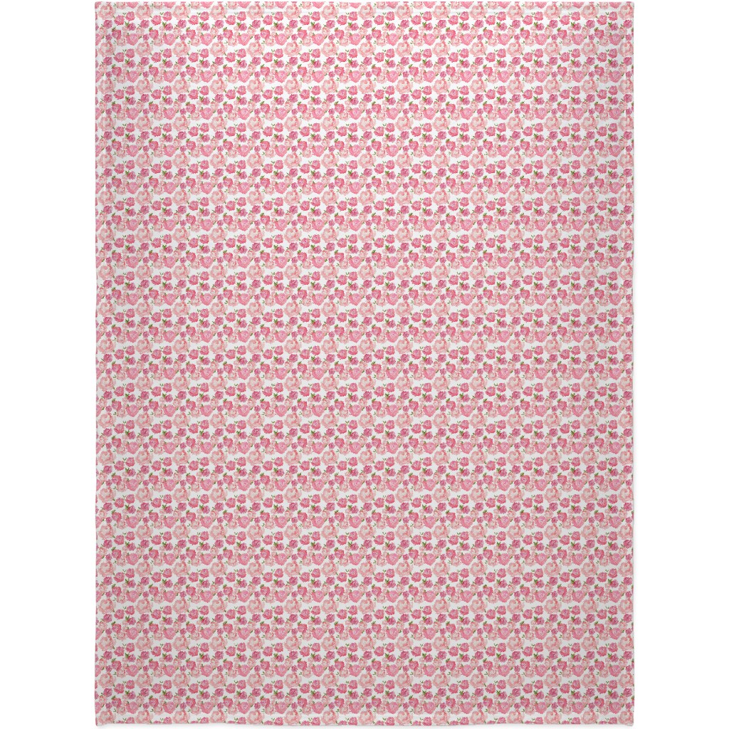 Watercolor Floral - Pink Blanket, Fleece, 60x80, Pink, Bright Pink
