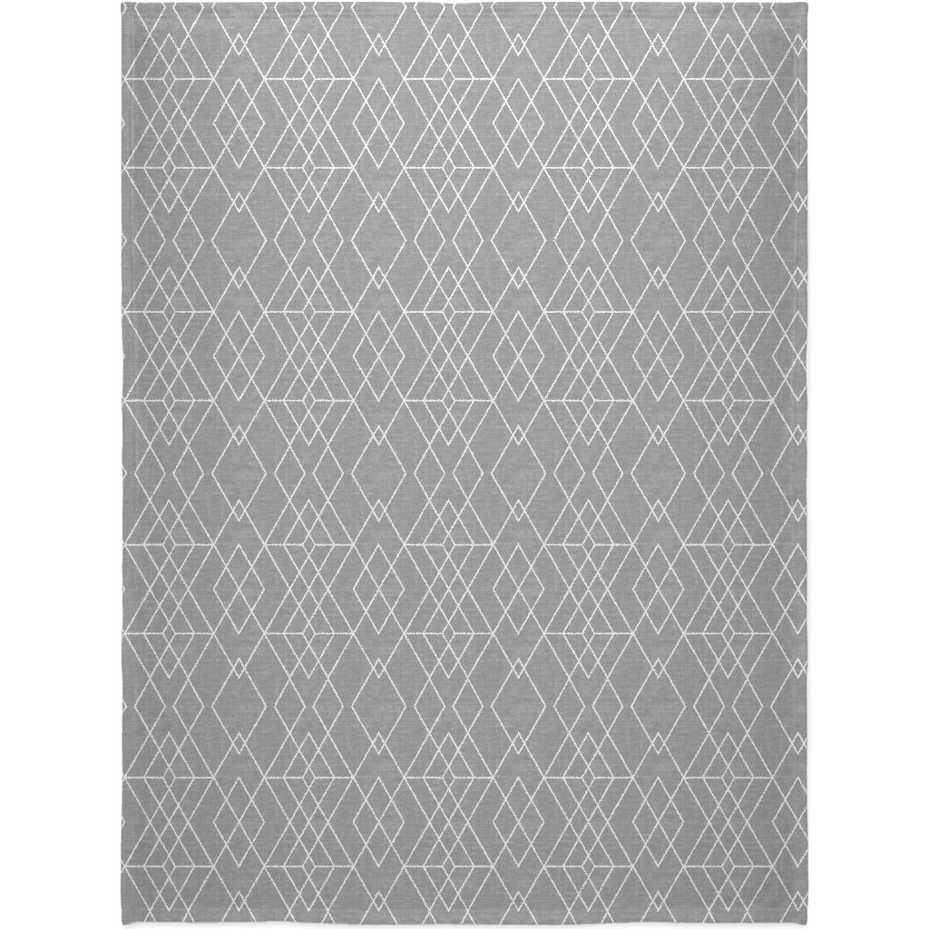 Geometric Grid - Gray Blanket, Fleece, 60x80, Gray