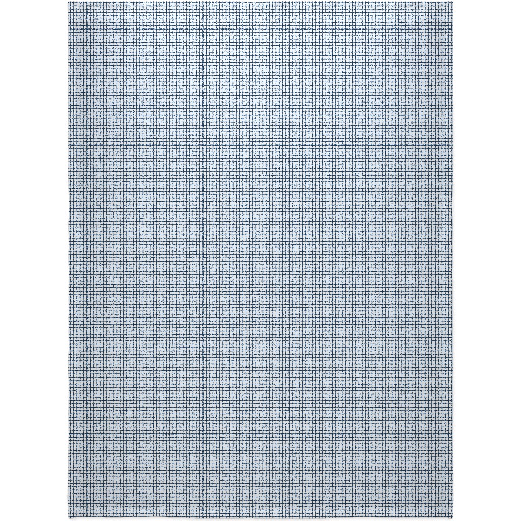 Grid - Navy and White Blanket, Fleece, 60x80, Blue, True Blue