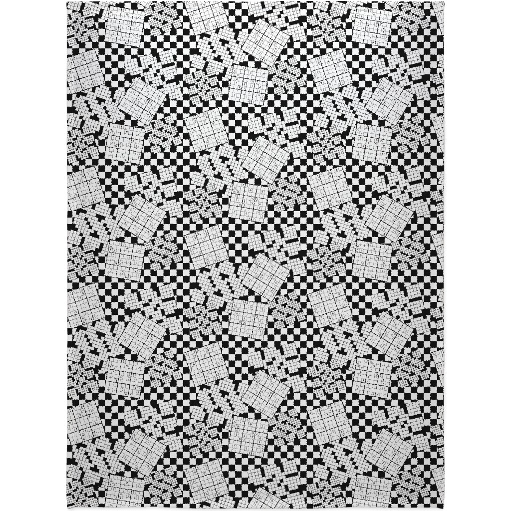 the Daily Puzzles - Black and White Blanket, Fleece, 60x80, Black