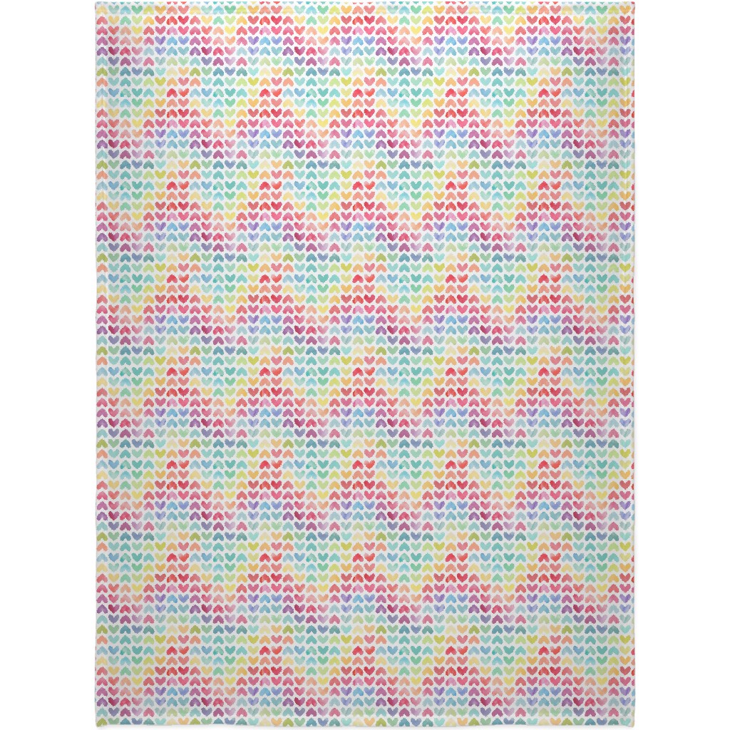 Rainbow Hearts - Multi Blanket, Fleece, 60x80, Multicolor