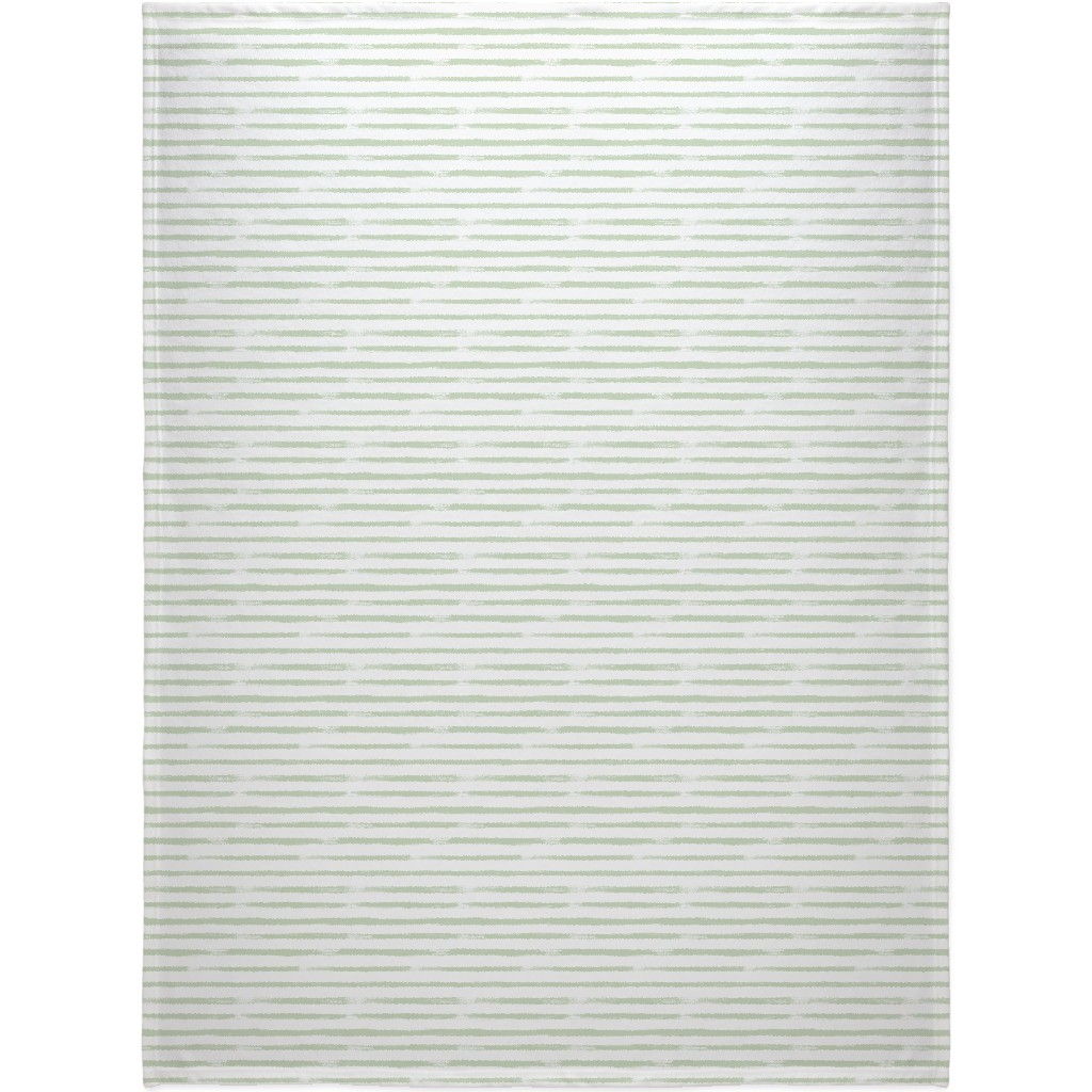 Sage and White Stripes Blanket, Fleece, 60x80, Green