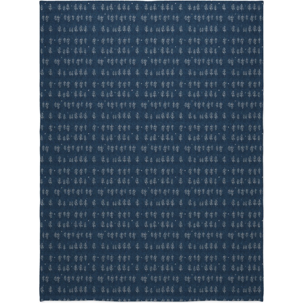 Arctic Night Forest - Navy Blanket, Fleece, 60x80, Blue