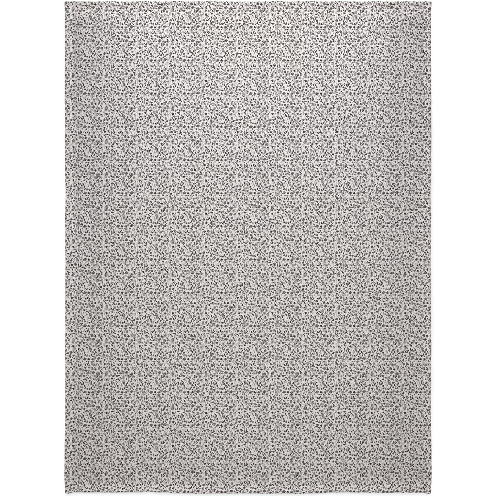 Folk Botanical Print - Neutral Blanket, Fleece, 60x80, Beige