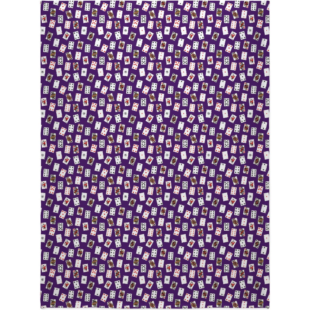 Scattered Playing Cards Blanket, Fleece, 60x80, Purple