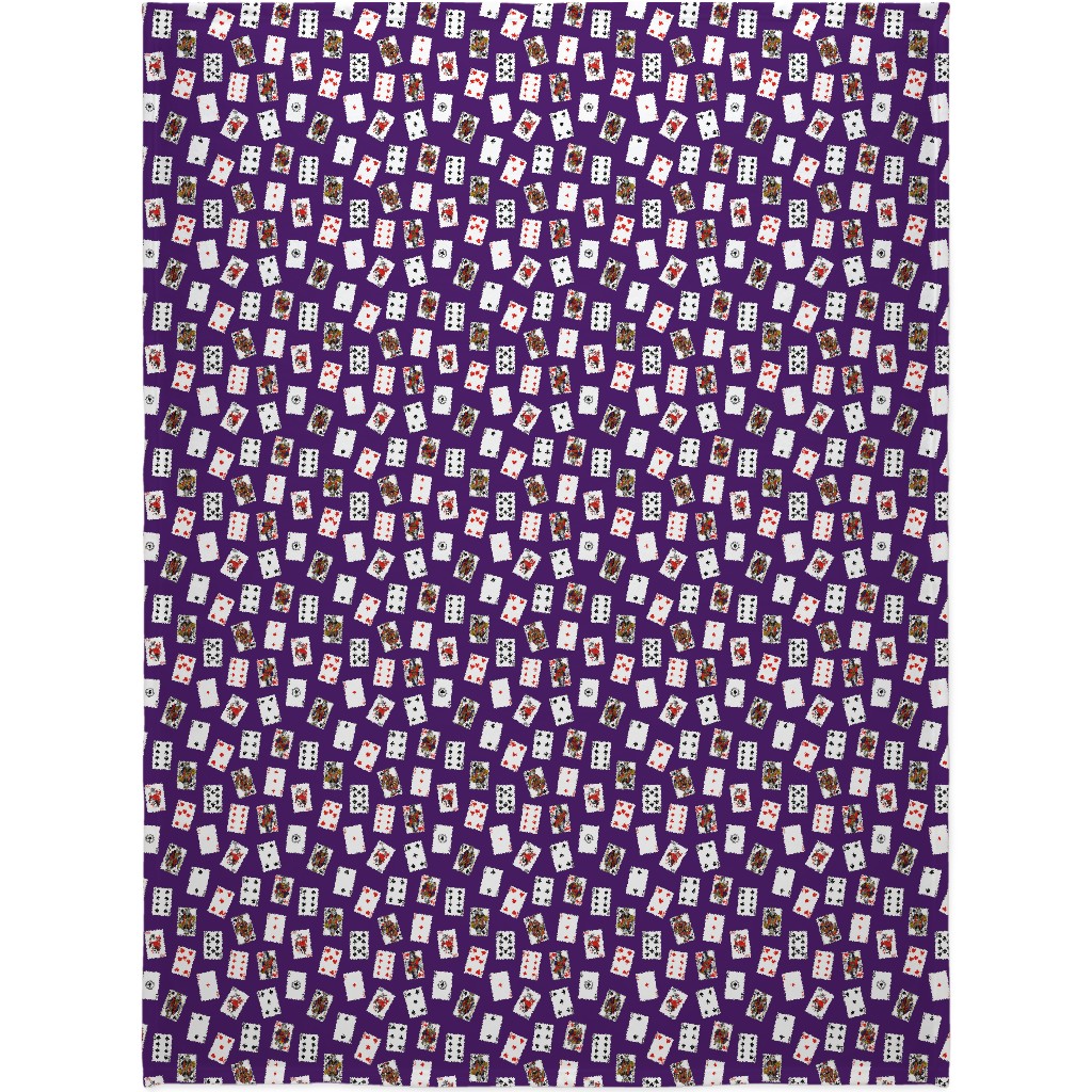 Scattered Playing Cards Blanket, Fleece, 60x80, Purple, Purple