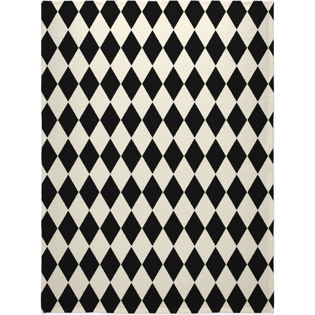 Harlequin Diamonds - Neutral Blanket, Fleece, 60x80, Black, Black