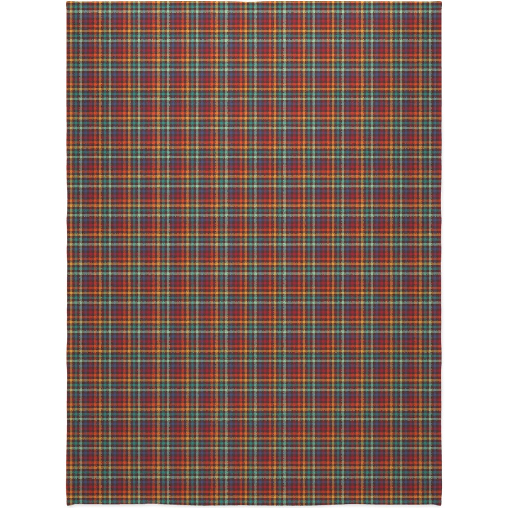 Retro Rainbow Plaid Blanket, Fleece, 60x80, Multicolor