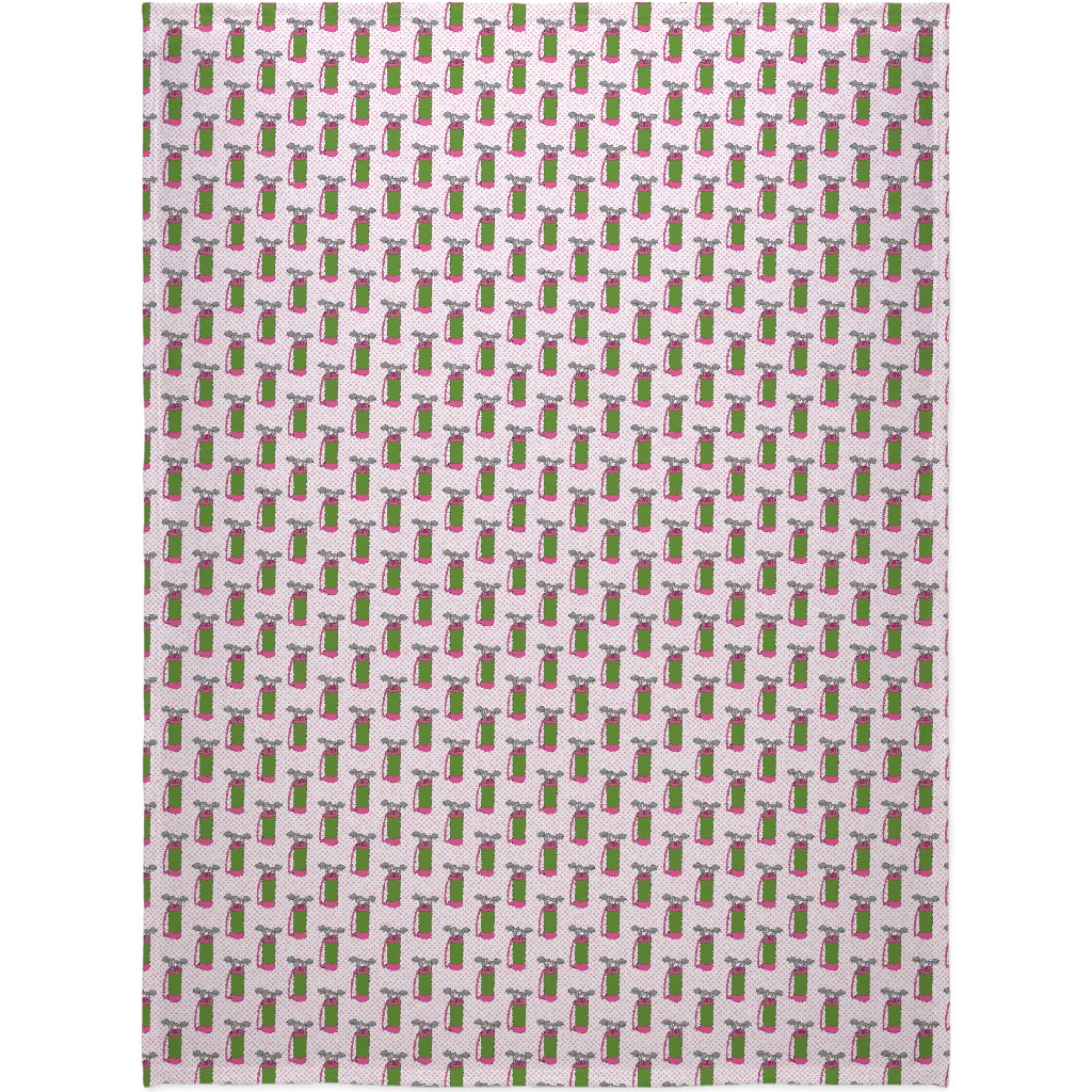 Golf Club Pattern - Green and Pink Blanket, Fleece, 60x80, Pink