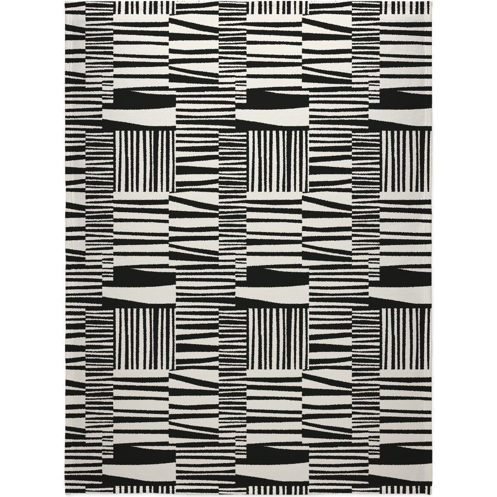 Twiggy Stripes Blanket, Fleece, 60x80, Black