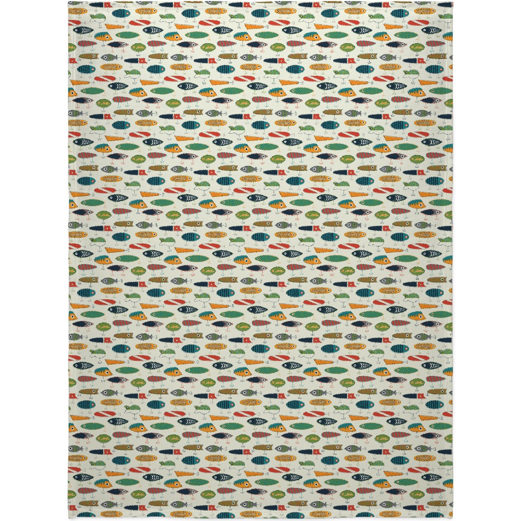 Hooked Up Blanket, Fleece, 60x80, Multicolor, Antique White