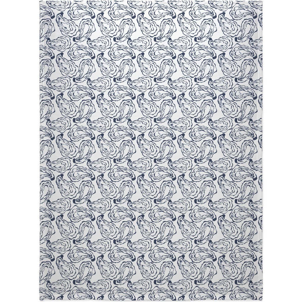 Oysters Paisley - Navy Blanket, Fleece, 60x80, Blue, True Blue