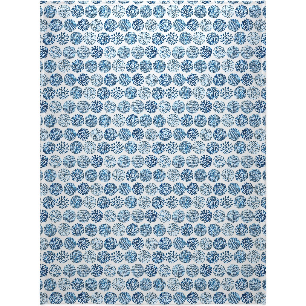 Watercolor Circles of Nature - Blue Blanket, Fleece, 60x80, Blue, True Blue