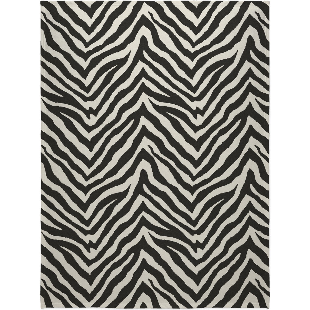 Zebra Pattern Blanket, Fleece, 60x80, Black