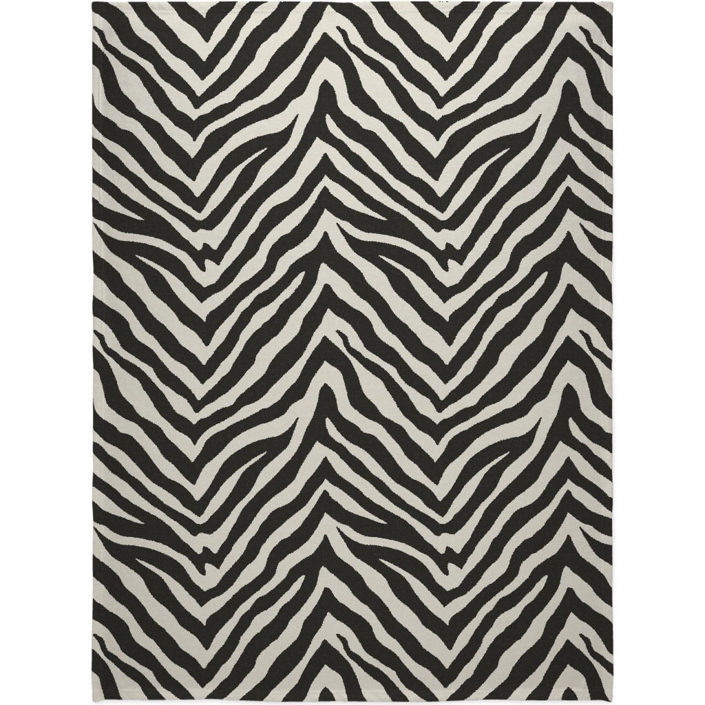 Zebra Pattern Blanket, Fleece, 60x80, Black, Black