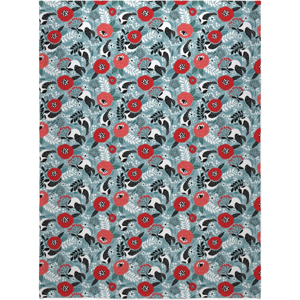 Winter Birds & Berries Blanket, Fleece, 60x80, Multicolor