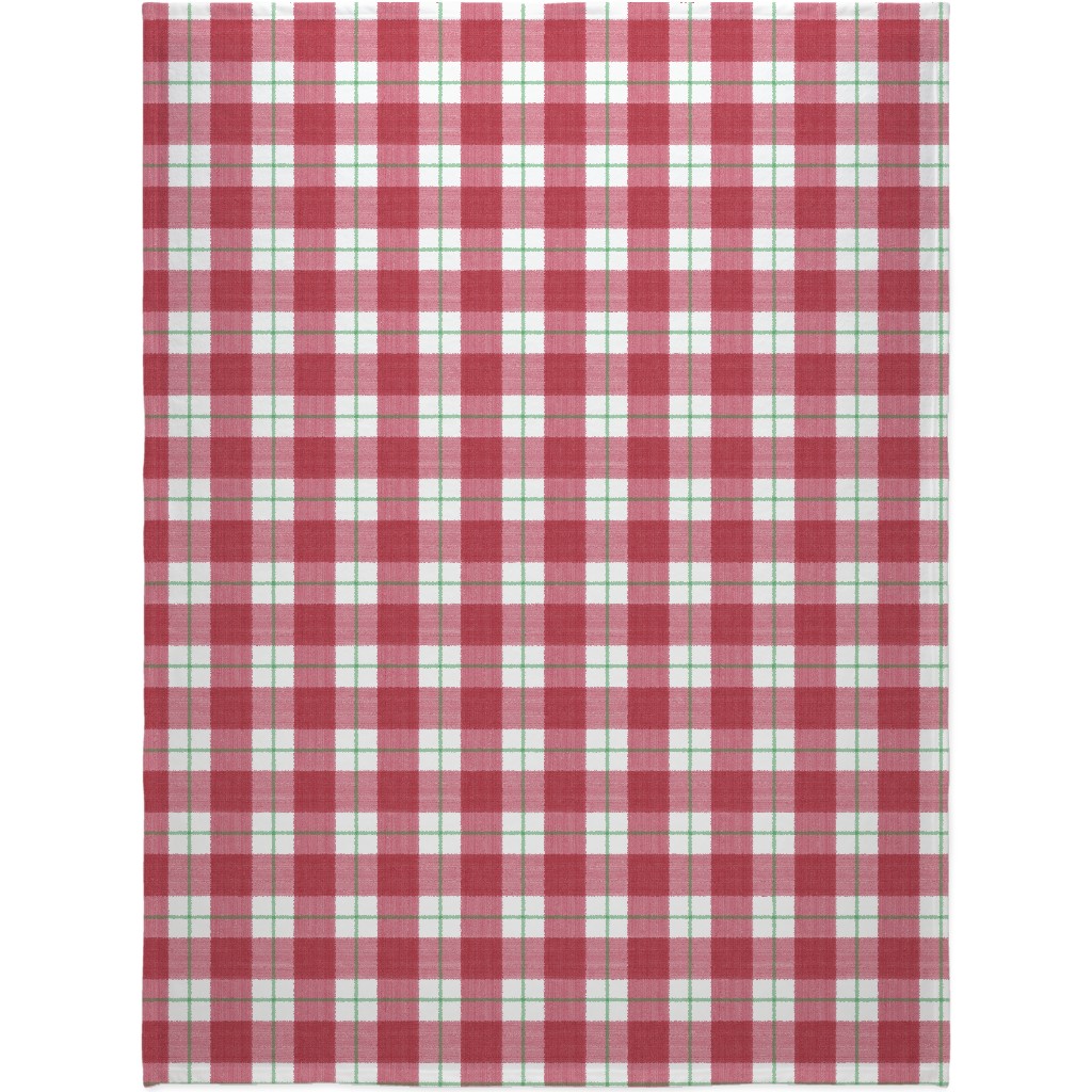 Double Plaid Blanket, Fleece, 60x80, Red