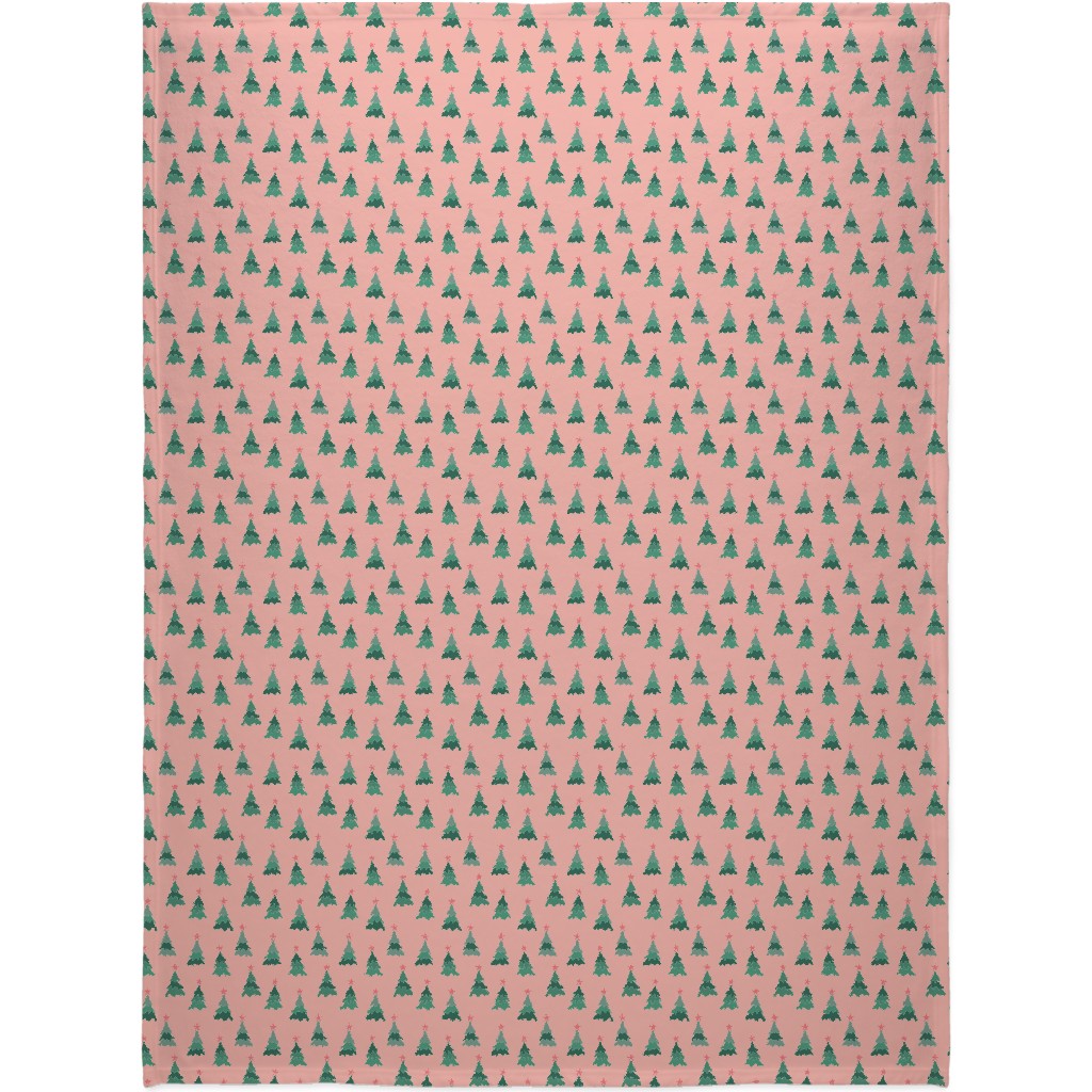 Modern Christmas Trees Blanket, Fleece, 60x80, Pink, Bright Pink
