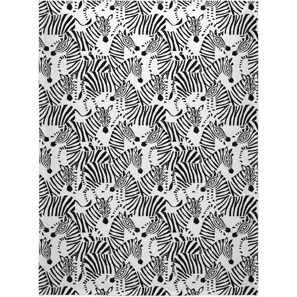 Zebra - Black and White Blanket, Fleece, 60x80, Black, Black