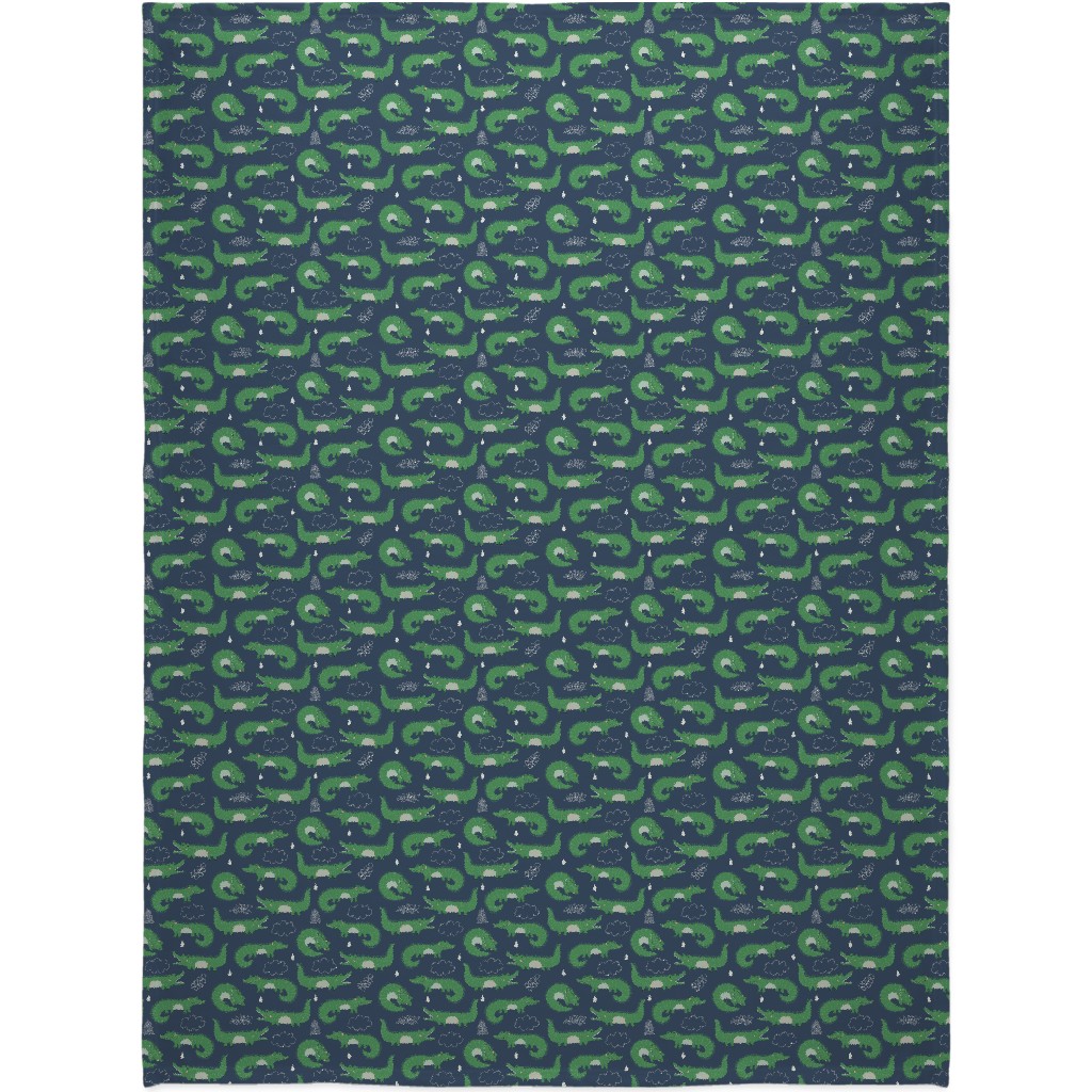Cute Alligators - Green Blanket, Fleece, 60x80, Green, Classic Green