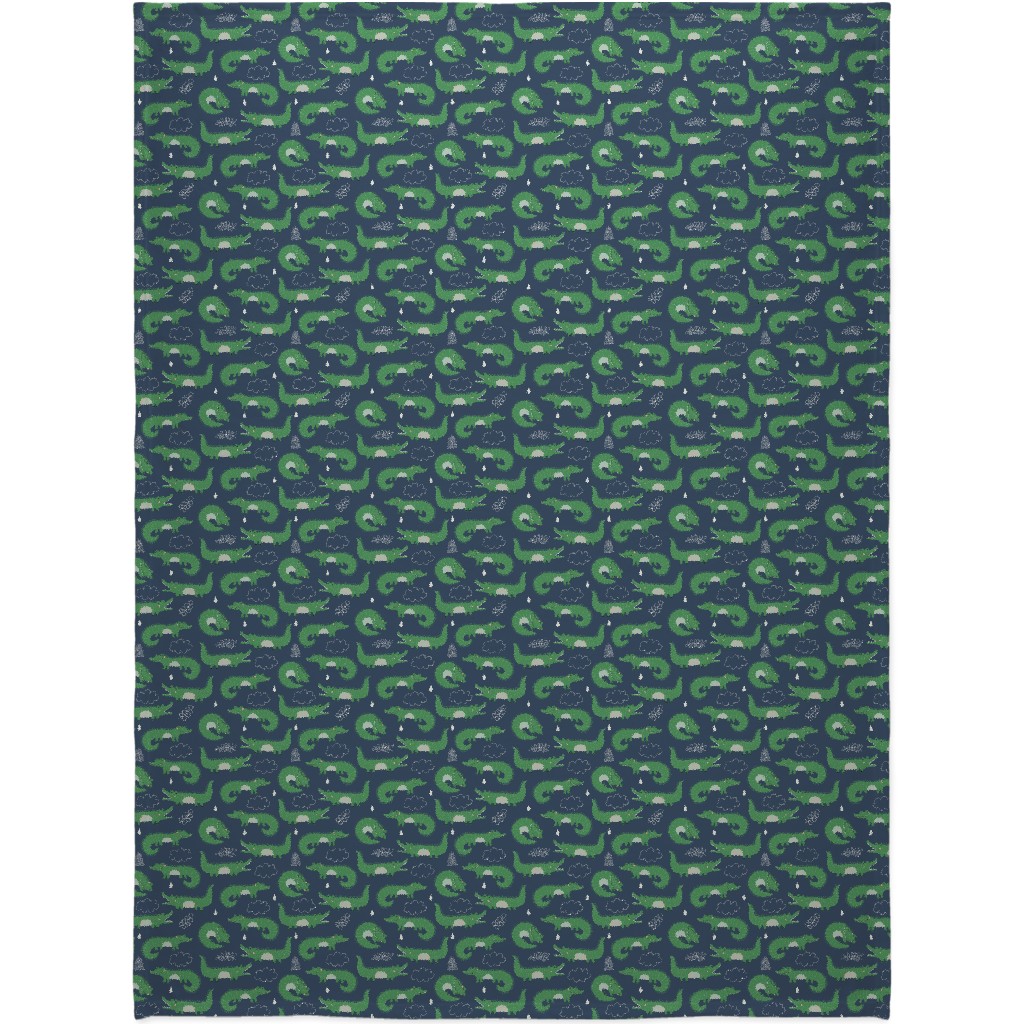 Cute Alligators - Green Blanket, Fleece, 60x80, Green