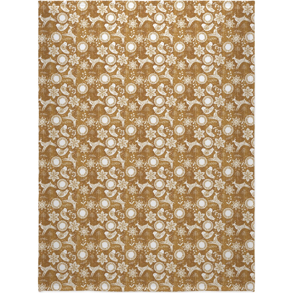 Gingerbread Forest - Brown & White Blanket, Fleece, 60x80, Brown, Brown