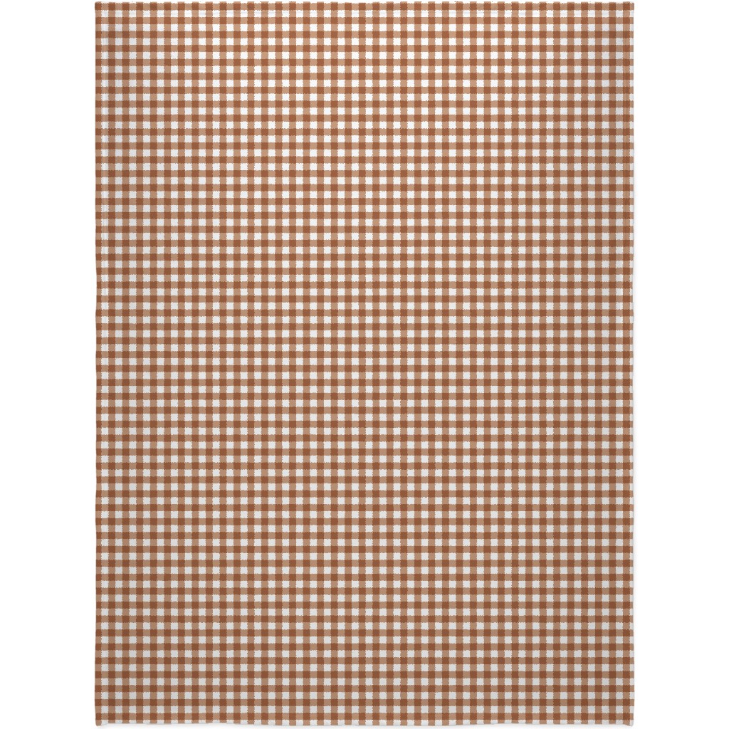 Gingham Plaid Check Blanket, Fleece, 60x80, Brown