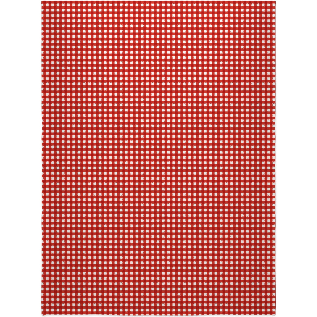 Gingham Plaid Check Blanket, Fleece, 60x80, Red, Red
