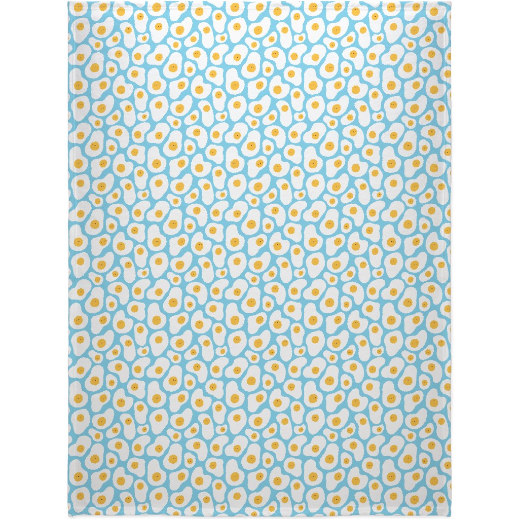 Cute Fried Eggs - Blue Blanket, Fleece, 60x80, Blue