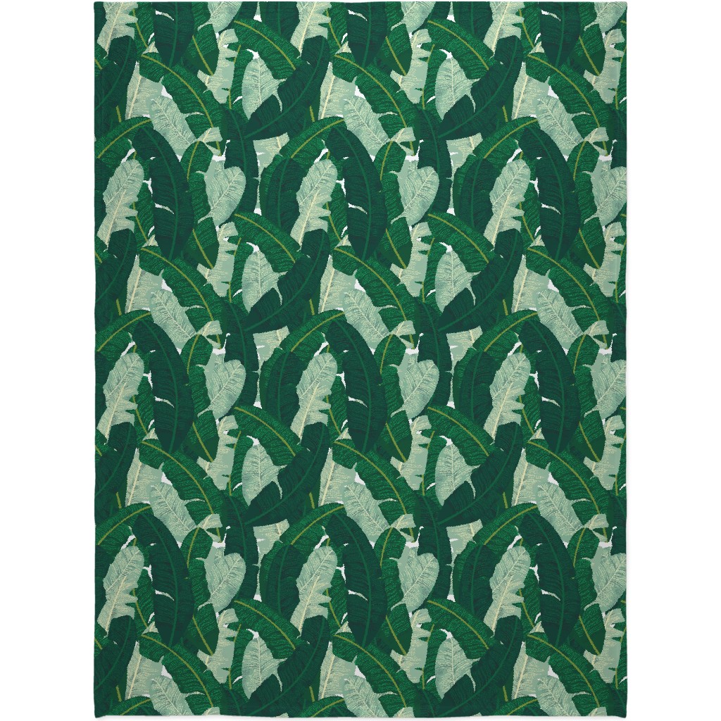 Classic Banana Leaves - Palm Springs Green Blanket, Fleece, 60x80, Green, Classic Green