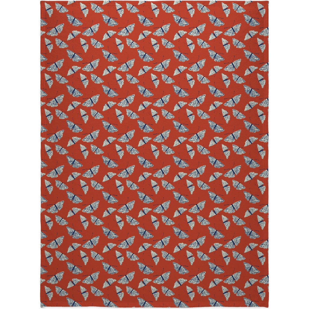 Moths - Rust Blanket, Fleece, 60x80, Red