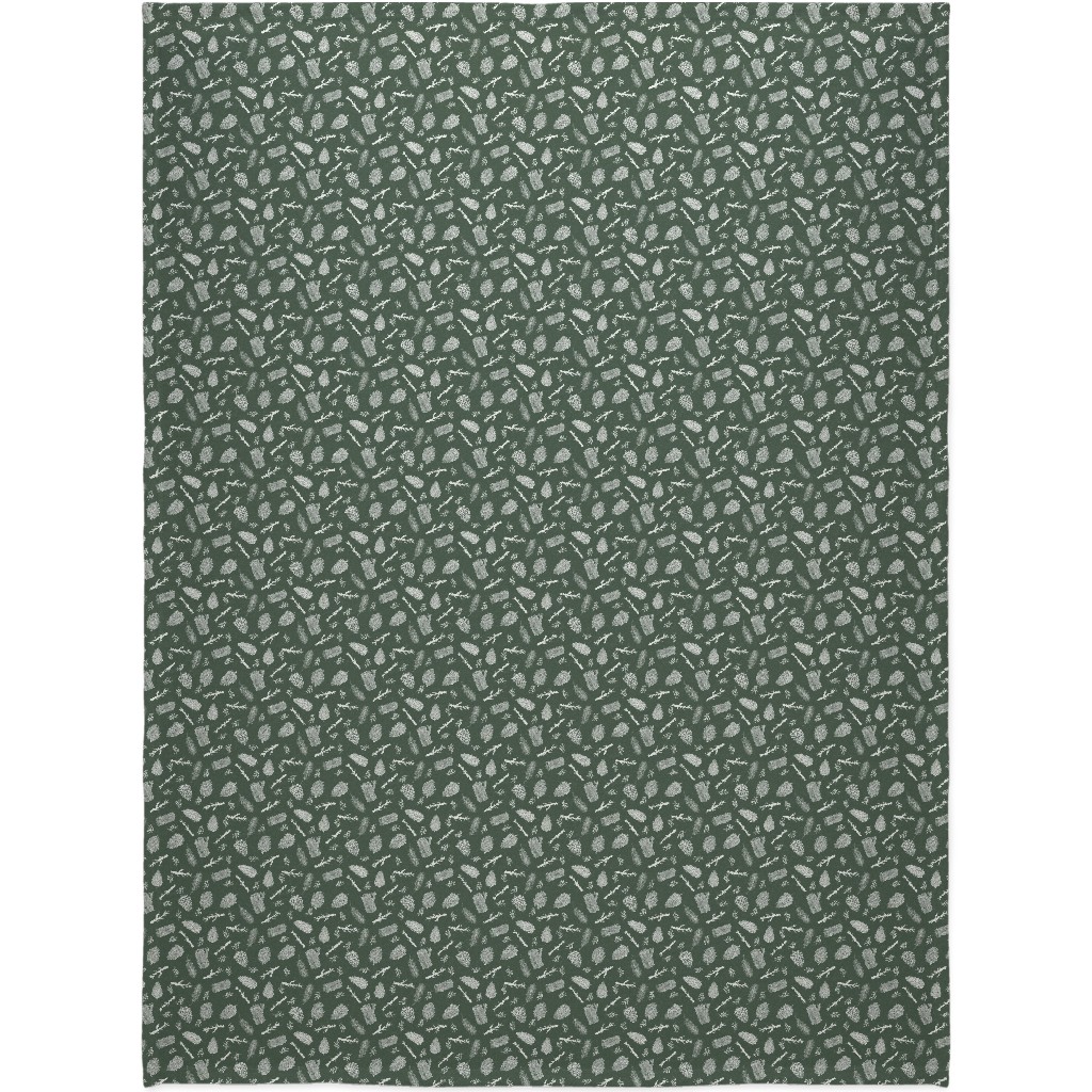 Pinecones - Hunter Green Blanket, Fleece, 60x80, Green