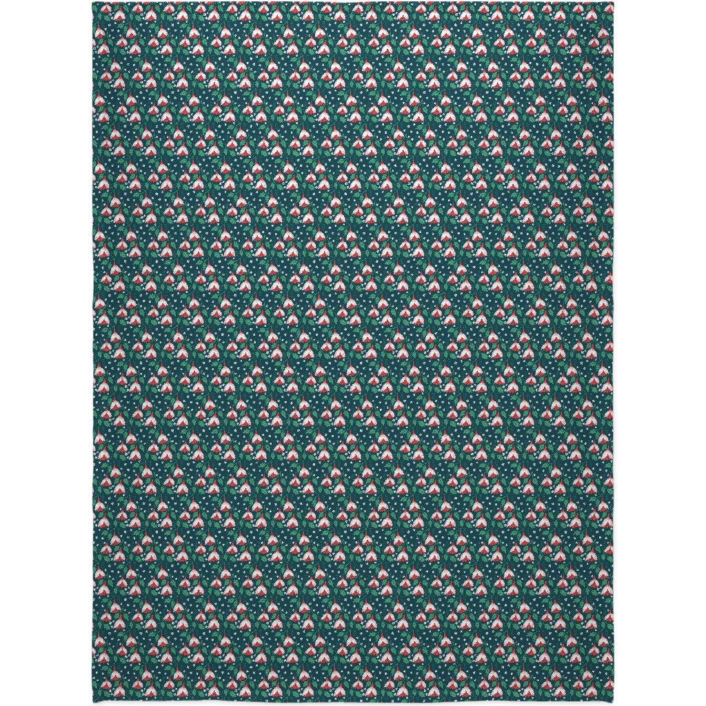 Christmas Flowers Blanket, Fleece, 60x80, Green
