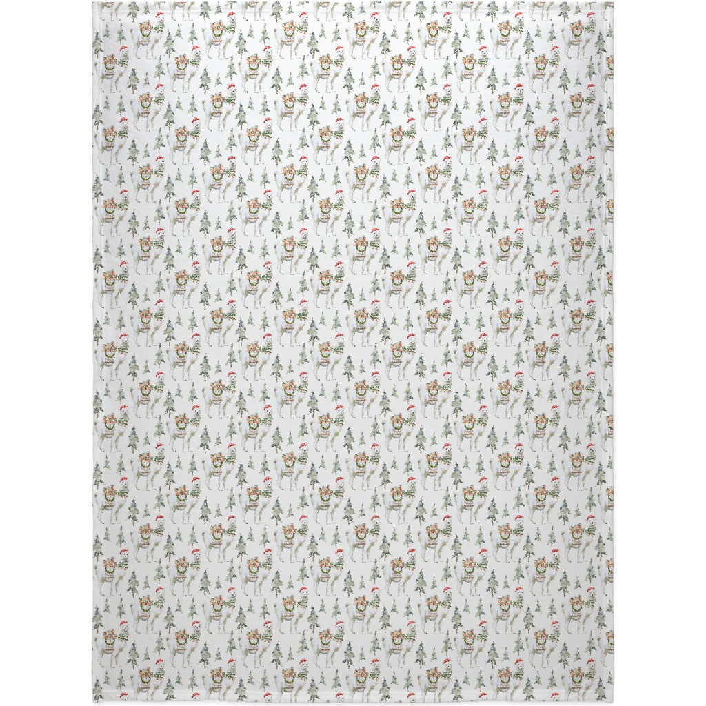 Winter Christmas Llama - Multi Blanket, Fleece, 60x80, Multicolor
