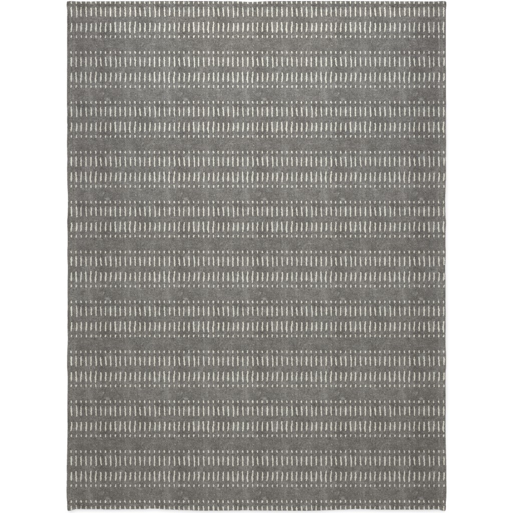 Dash Dot Stripes Blanket, Fleece, 60x80, Gray