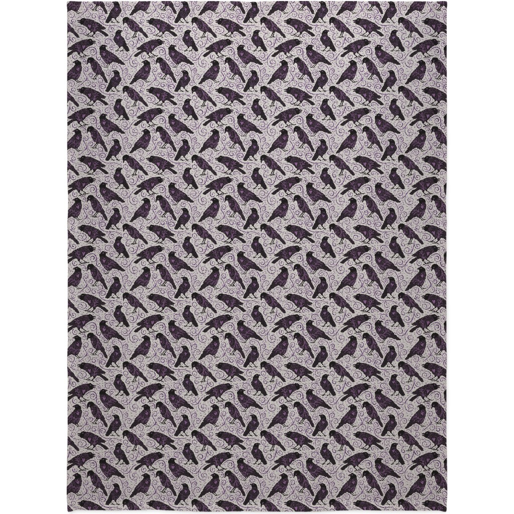 Raven - Ivory Blanket, Fleece, 60x80, Purple