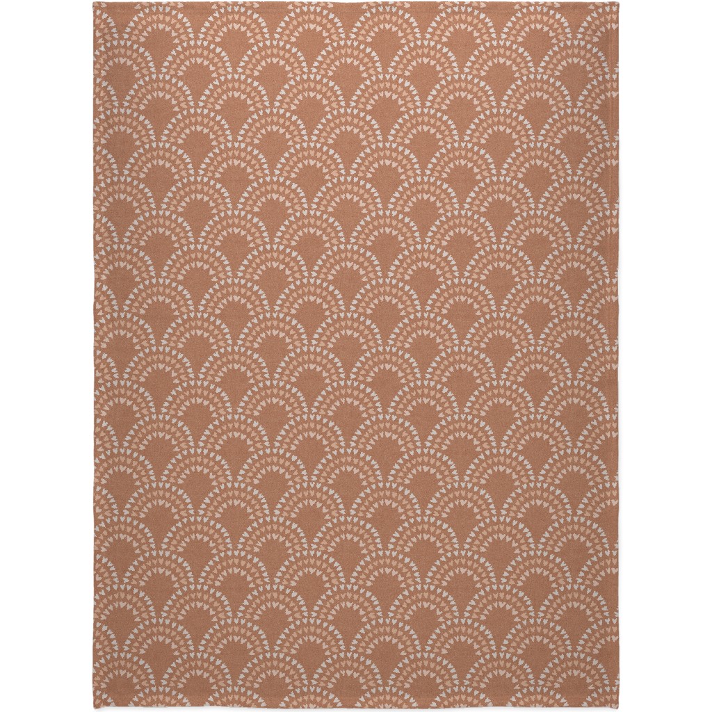 Scalloped Heart Rainbows - Pink Blanket, Fleece, 60x80, Pink, Bright Pink