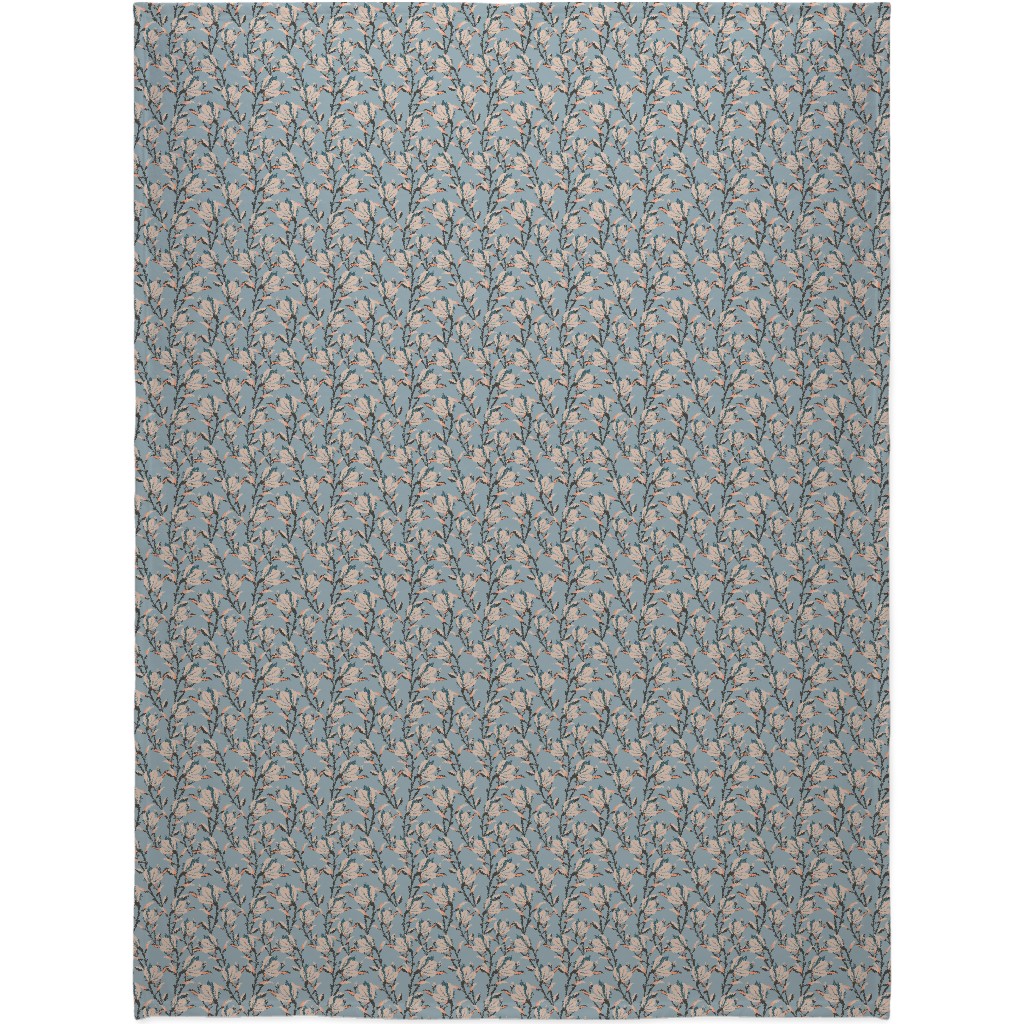 Magnolia -Dusty Blue Blanket, Fleece, 60x80, Blue, True Blue