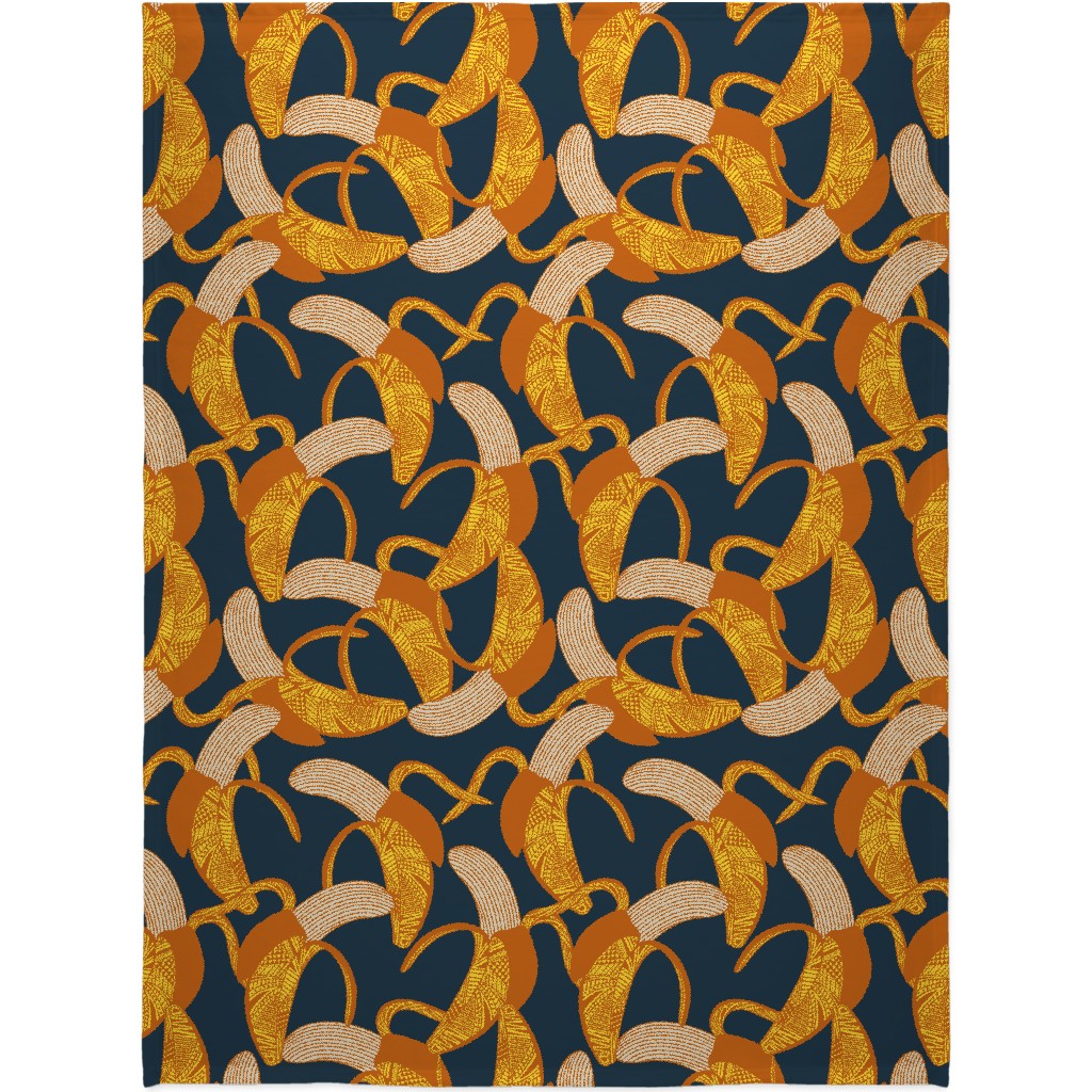 Banana Wrap - Yellow on Navy Blanket, Fleece, 60x80, Yellow, Classic Yellow