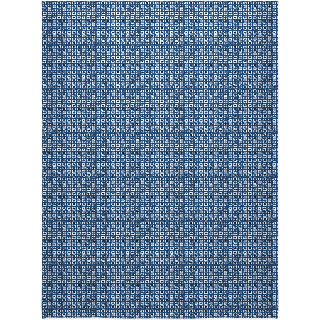 Little White Rectangles - Classic Blue Blanket, Fleece, 60x80, Blue, True Blue