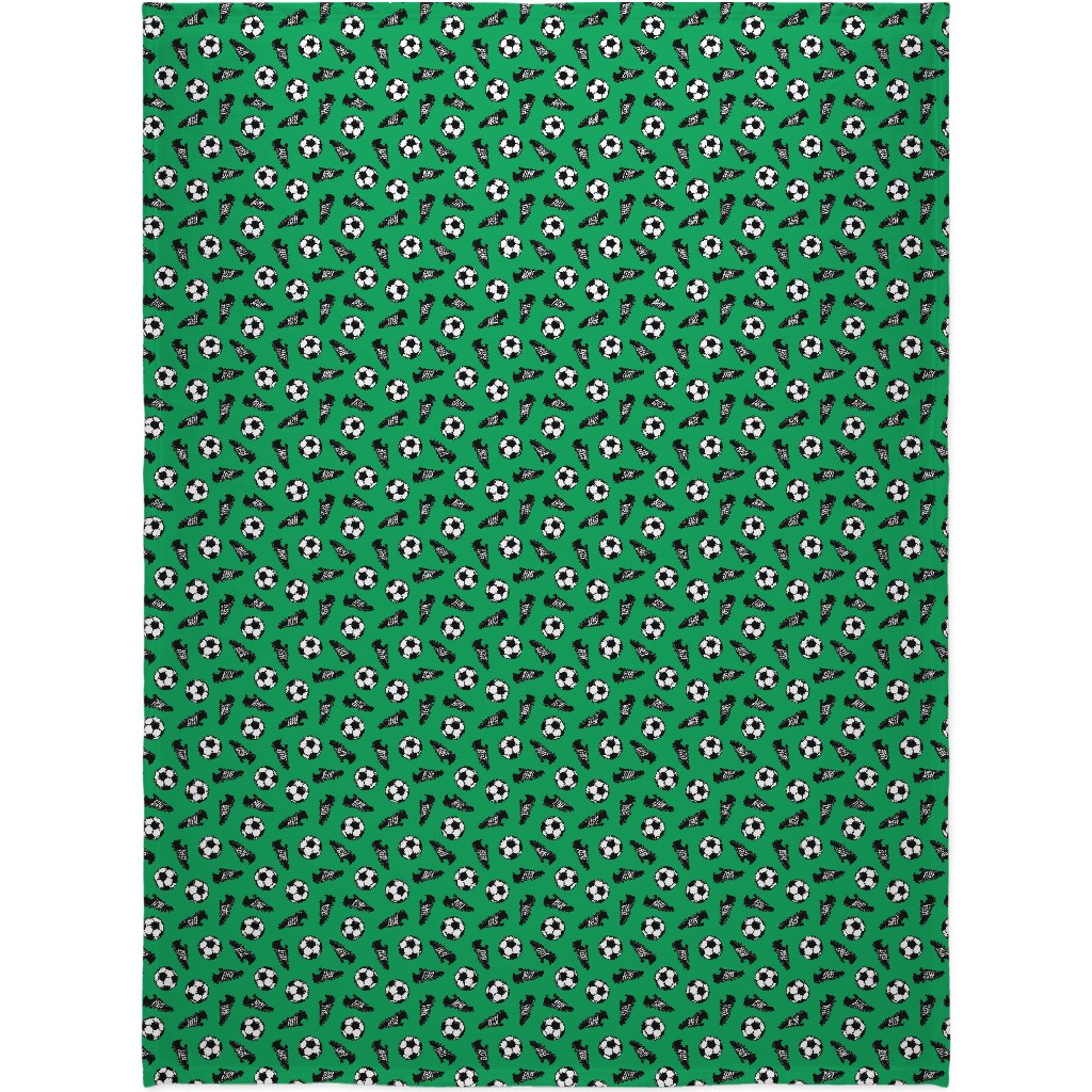 Soccer Balls and Cleats Blanket, Fleece, 60x80, Green