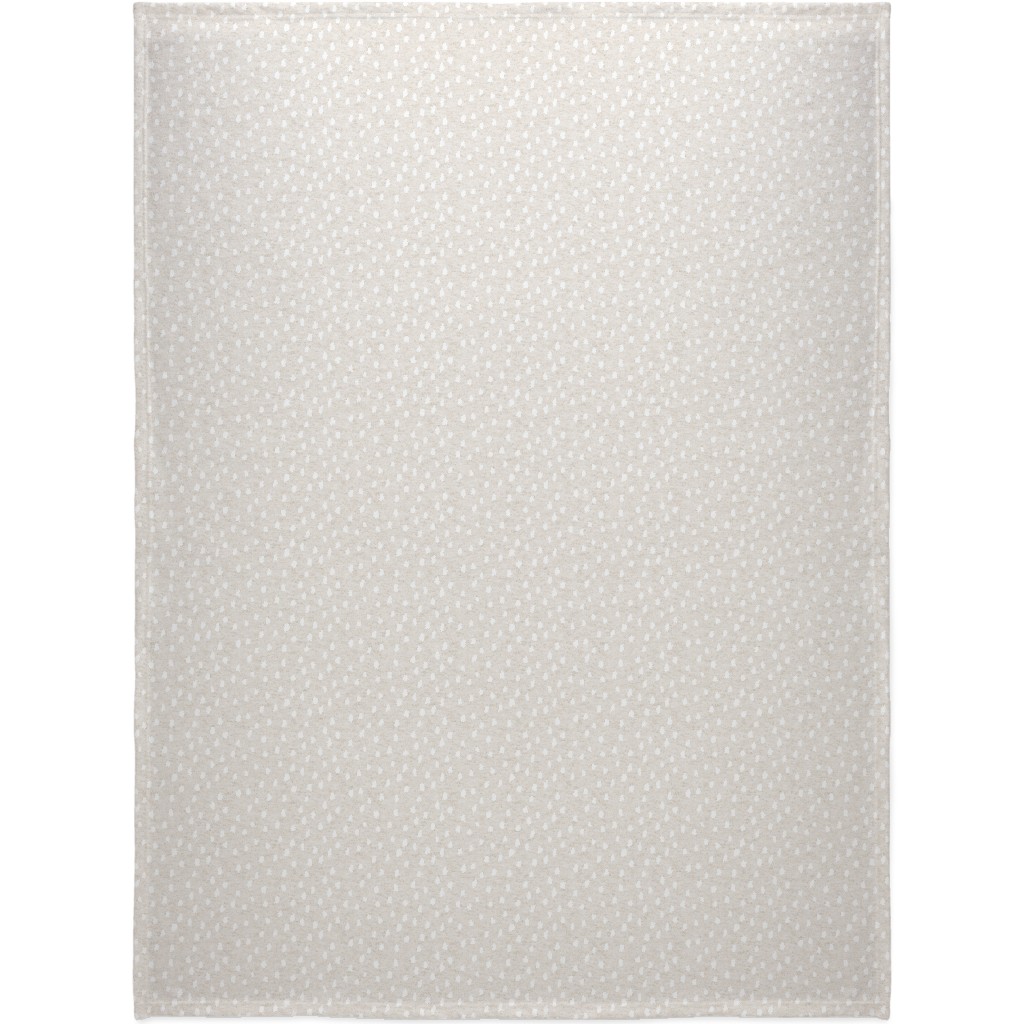 White Speckle Dot on Textured Oatmeal Blanket, Fleece, 60x80, Beige, Pearl