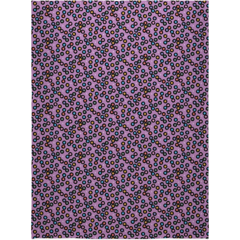 Pop Star Vintage Vinyl Records Blanket, Fleece, 60x80, Purple, Lilac