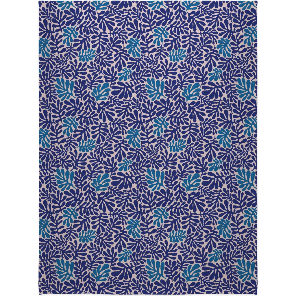 Organic Leaves - Blue Blanket, Fleece, 60x80, Blue