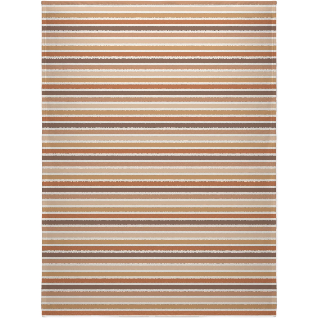 Retro Summer Stripe - Warm Tones Blanket, Plush Fleece, 60x80, Pink