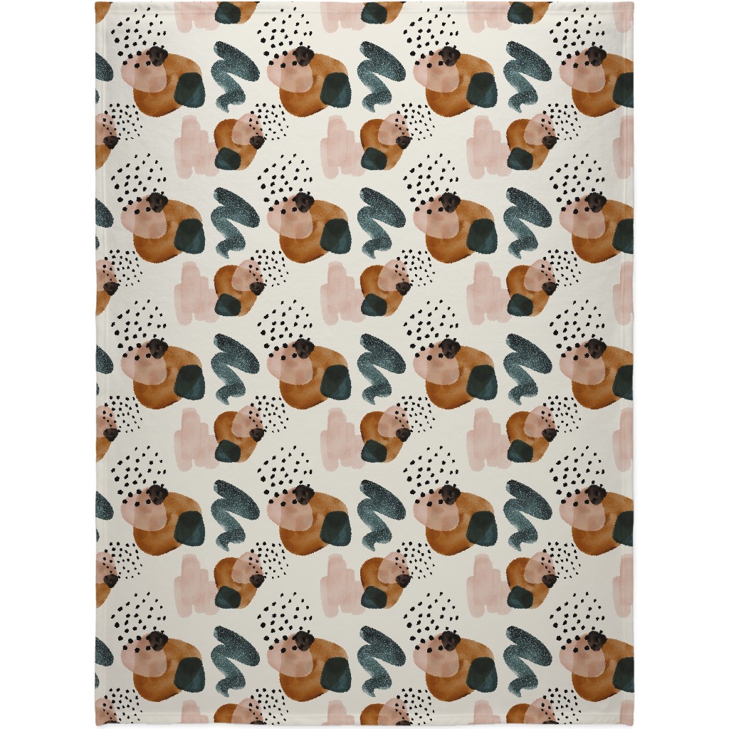 Geometric Pattern - Muted Blanket, Plush Fleece, 60x80, Multicolor