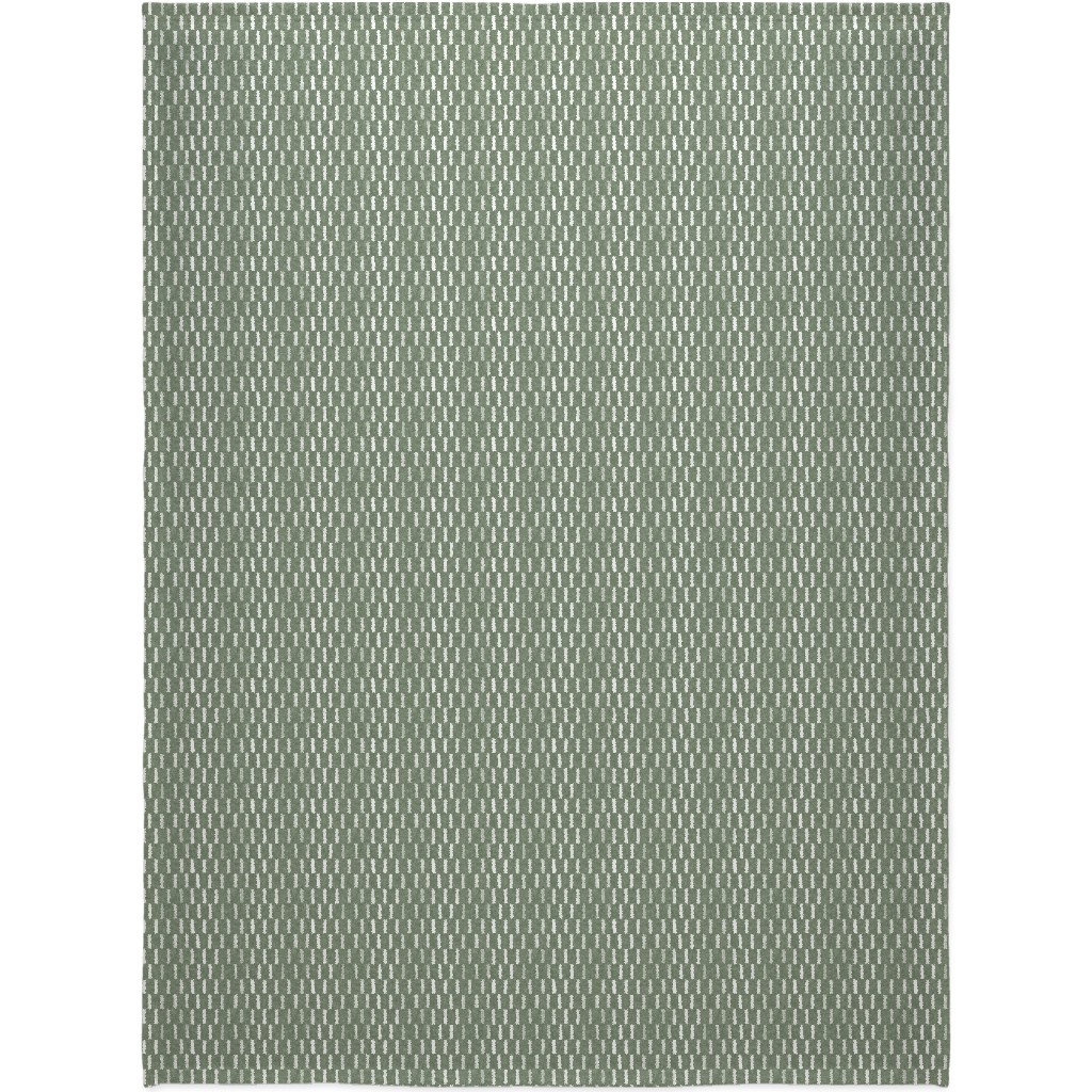 Block Print Dash - Sage Blanket, Plush Fleece, 60x80, Green