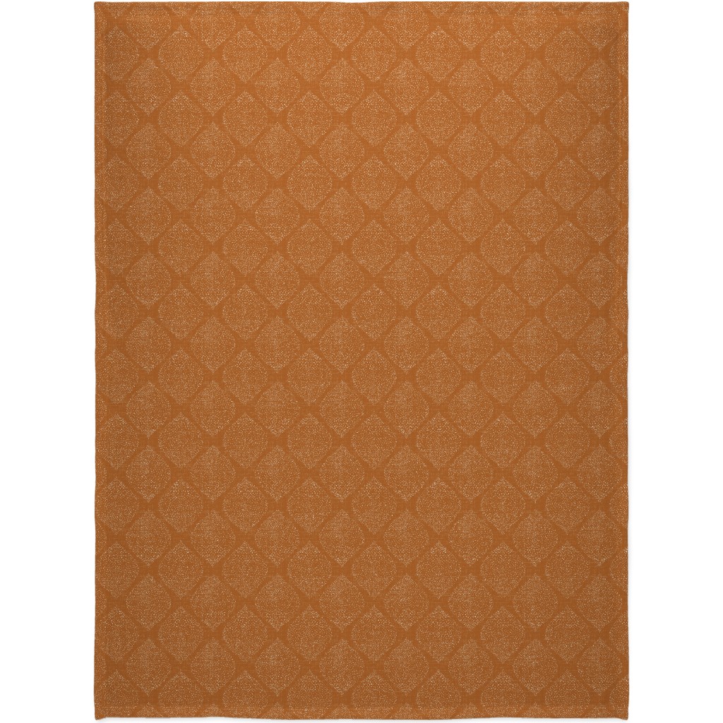 Minimalist Ogee - Burnt Orange Blanket, Plush Fleece, 60x80, Orange