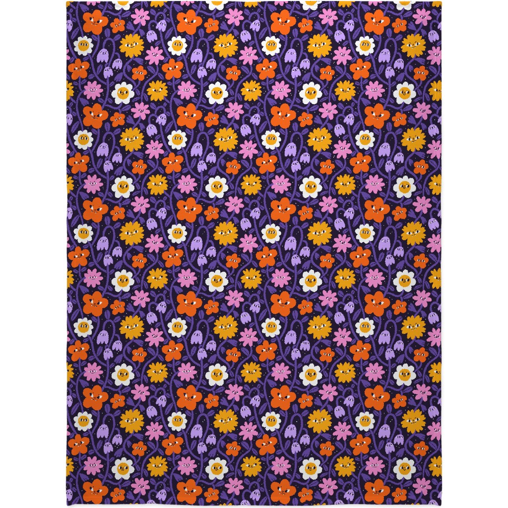 Extremely Wicked and Shockingly Evil Halloween Garden - Purple Blanket, Plush Fleece, 60x80, Purple