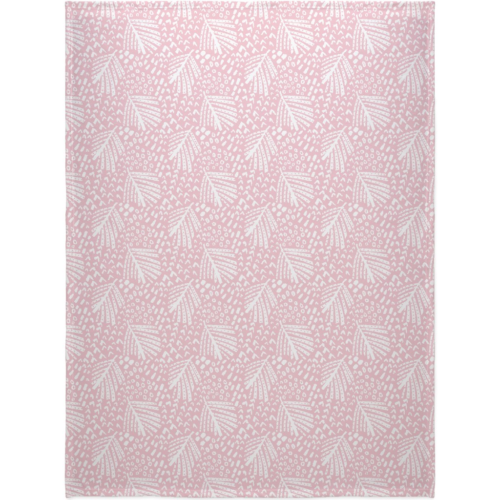 Palm Leaves Blanket, Plush Fleece, 60x80, Pink